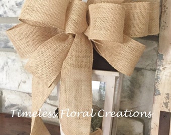 Wired Ribbon Burlap Bow~Large for Lantern, Swag or Wreath, Winter,Spring,Summer,Fall,Timeless Floral Creations