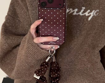 Burgundy Polka Dot iPhone 18 Pro Max Case, MagSafe Compatible, Shockproof Protection