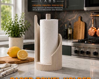 Modern Curved Ribbed Paper Towel Holder – Minimalist Kitchen Counter Organizer.