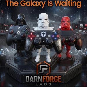 Darth Vader and Red or White Stormtrooper Controller Stand Set – Star Wars Gaming Desk Holder (9.5” Tall)