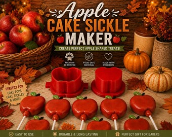 Apple Cake Pop Maker Kit, Fall Baking Cutter, Plunger & Tray