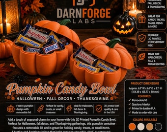 Pumpkin Candy Bowl with Lid | Halloween Fall Thanksgiving Decor