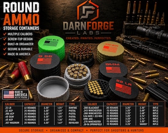 Round Ammo Storage Containers –  Grenade Style - Multi-Caliber Screw-Top Ammo Organizer