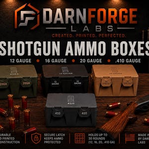 3D Printed Shotgun Shell Ammo Box, 12, 16, 20, .410 Gauge Storage