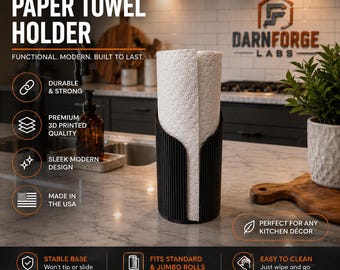 Paper Towel Holder, Modern Ribbed Kitchen Counter Organizer