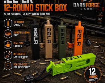 22LR Ammo Holder – 12-Round Pocket Carrier with Sliding Tray & Lanyard