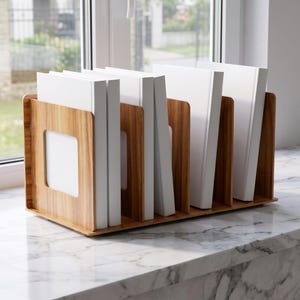 Wooden Desktop File Organizer | Office Desk Sorter | Document Storage Rack | Mail Organizer