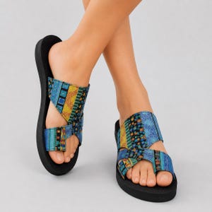 Women's Patchwork Slide Sandals | Open Toe Ethnic Summer Slippers | Casual Wear Flip Flops