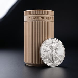 Tubo porta monete American Silver Eagle / Cassetta di sicurezza per 20 monete, con imbottitura e impilabile.