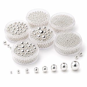 Silver Round Spacer Beads, 2mm–10mm, Pre-Drilled Loose Beads for Jewellery Making