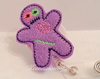 Super cute Voo Doo Doll Holder- Mummy ID Holder- Voo Doo Doll Retractable Badge-Halloween Lanyard-Voo Doo Badge Reel