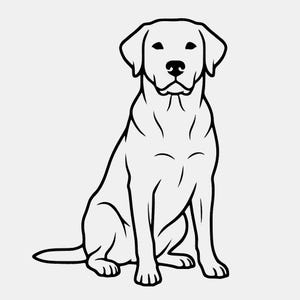 Fichier SVG de Labrador Retriever assis : dessin au trait d'un chien (téléchargement numérique)