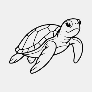 Minimalistisk havssköldpadda SVG PNG: Havsdjursklippfil, Barnkammardekor (digital nedladdning)