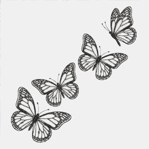 刺繍風蝶の飛行SVG PNG：自然昆虫カットファイル（デジタルダウンロード）