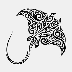 Tribal Stingray SVG PNG: Polynesian Manta Ray Cut File (Digital Download)