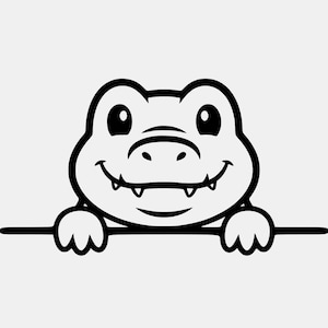 Peeking Crocodile SVG PNG: Hand Drawn Animal Craft Cut File (Digital Download)