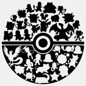 Pokemon Pokeball Silhouette SVG PNG: Dynamic Array Design (Digital Download)
