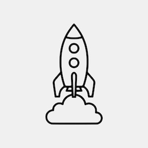 Silueta de cohete espacial infantil en formato SVG, diseño de lanzamiento para niños (descarga digital)