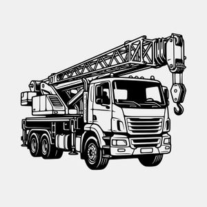 Mobile Crane Truck SVG: Detailed Industrial Line Art Cut File (Digital Download)