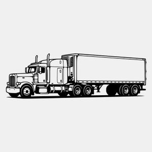 Semi Truck Trailer SVG PNG: Minimalist 18 Wheeler Vector Cut File (Digital Download)