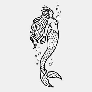 Crowned Mermaid SVG PNG: Bold Line Art Cut File (Digital Download)