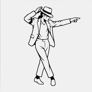 Silhouette de danse de Michael Jackson au format SVG : fichier de découpe à contraste élevé (téléchargement numérique)