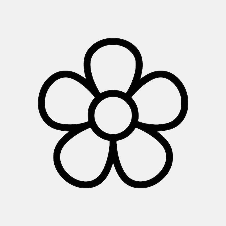 Simple Flower SVG PNG, Bold Line Botanical Icon, Minimalist Floral Cut ...