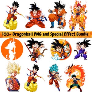 100+ Dragon Ball Inspired PNG Bundle | Anime Transparent Clipart | Goku PNG | Digital Download for Cricut & T-Shirts