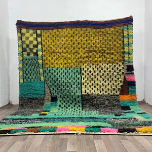 Handmade Moroccan Berber Rug – Abstract Geometric Patchwork Design, Premium Wool Artisan Carpet, Modern Boho Decor