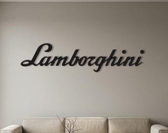 Art mural en métal Lamborghini, décoration murale logo voiture, enseigne voiture de sport, art mural homme des cavernes, enseigne de garage, cadeau passionné de voiture, décoration supercar