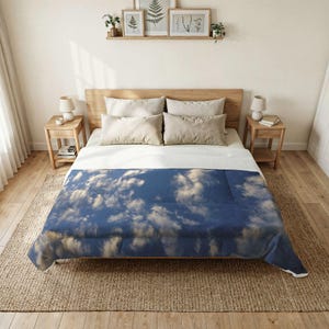 Blue Sky Clouds Cotton Comforter | Cloud Pattern Bedding