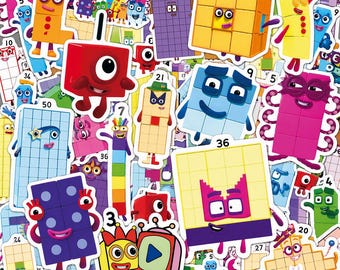 Paquete de 50 pegatinas de dibujos animados Numberblocks, pegatinas para profesores, pegatinas positivas, pegatinas divertidas, pegatinas de juguetes para Kindle, nevera, niños