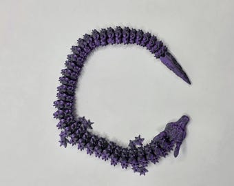 Articulated Silk PLA Dragon Toy – Black Purple Flexible Figurine