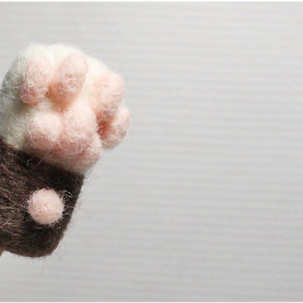 Cat Paw - chocolate heart, needle felted wool Pencil Cap