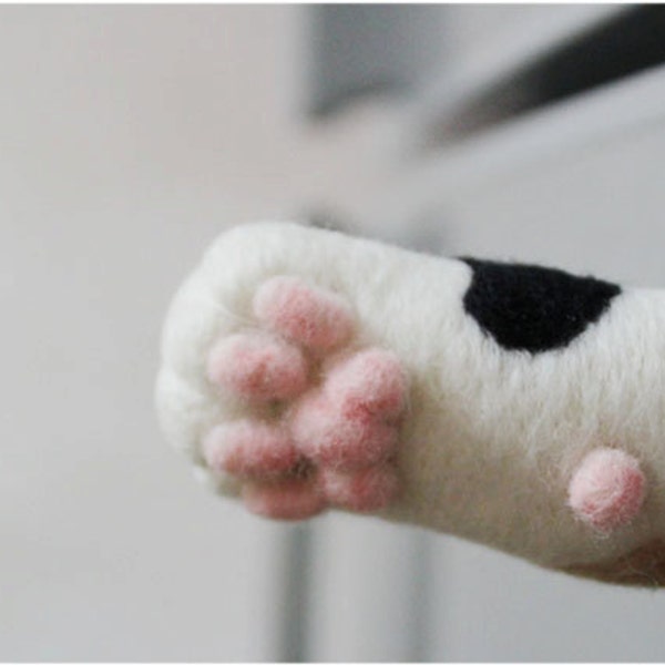 Cat hand paw Magnet - needle felted wool, magnet