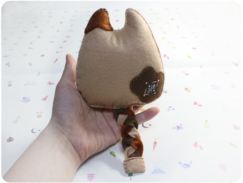 Whimsical Cat Cat Felt Doll Little Brown Meow Felt Doll Stuffed Cat