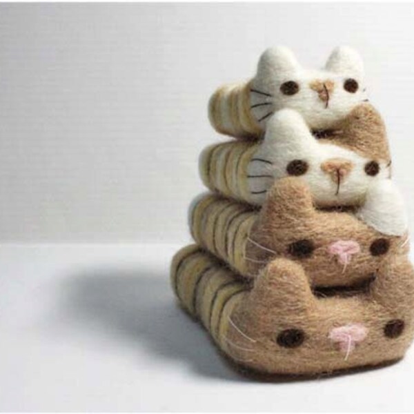 Katze Pebbles - Nadel Gefilzte wolle Kiesel