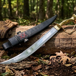 Talwar Dagger , 15 inches - Long Blade ,hand forged Sword , Leaf spring of truck , Brass Handle, Tempered, Ready to use, ceremonial sword