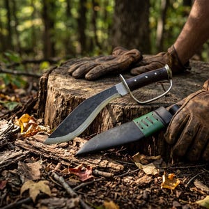 Hand Forged Khukuri, 10 inch Working Kukri , Heavy Duty Bushcraft Chopper Tool ,5160 Steel Rosewood Handle ,Leather Sheath, Camping Gift