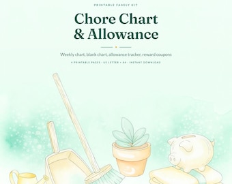 Weekly Chore Chart & Allowance Tracker | Low Ink Printable (Instant Download)