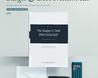 Printbaar pakket met budgetplanner, schuldensneeuwbaltracker, Excel-spreadsheet voor schuldenafbetaling, factuurtracker, spaaruitdaging, digitale PDF-download