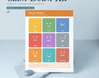 Printbare set voor een rusthoekje | Gevoelenskaart en kaarten voor kinderen om mee om te gaan | Hulpmiddel voor emotionele regulatie | Direct te downloaden voor sociaal-emotioneel leren