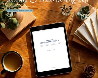 E-mailmarketingtemplates voor artiesten, nieuwsbrief en lanceringsmailkit voor artiesten, contentkalender voor 30 dagen, direct te downloaden en te bewerken.