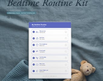 Printbaar schema voor het slapengaan van kinderen | Visueel nachtschema & beloningskaart met sterren voor het slapengaan | Slaappasjes | Direct te downloaden