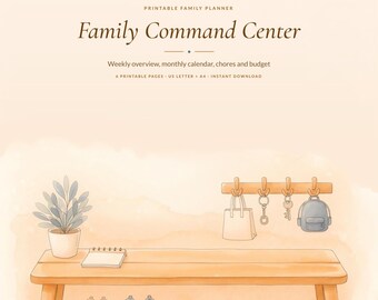 Weekly Family Command Center Planner, 6-Page Wall Set (Instant Download)