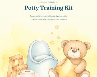 Potty Training Chart | Toddler Reward Stickers, Parent Guide (Instant Download)