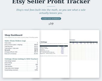 Etsy winsttracker spreadsheet | Etsy boekhoudsjabloon voor verkopers | Excel kostenberekening | SEO-tracker voor advertenties en verkoopdashboard