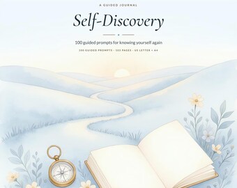 Self Discovery Journal, 100 Guided Prompts, Self Growth Workbook (Digital Download)