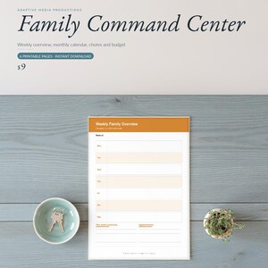 Peut inclure: Une page de planification Weekly Family Overview imprimable avec un en-tête orange foncé, un fond blanc et des lignes horizontales orange clair pour chaque jour de la semaine. Le document inclut des sections pour les priorités et rendez-vous.