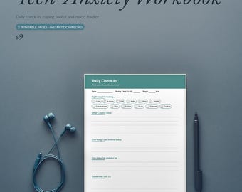 Printbaar dagboek voor tienerangst | Werkboek met copingvaardigheden en stemmingstracker | Zelfzorg voor de mentale gezondheid van tieners | Direct te downloaden